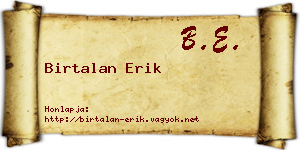 Birtalan Erik névjegykártya